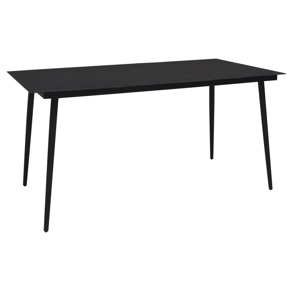vidaXL Garden Dining Table Black 59.1"x31.5"x29.1" Steel and Glass, 312158. Picture 1