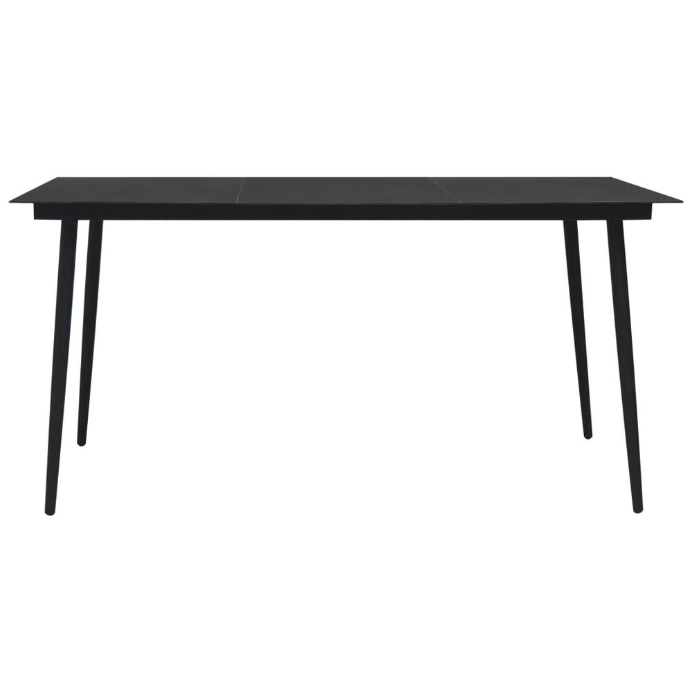 vidaXL Garden Dining Table Black 59.1"x31.5"x29.1" Steel and Glass, 312158. Picture 2