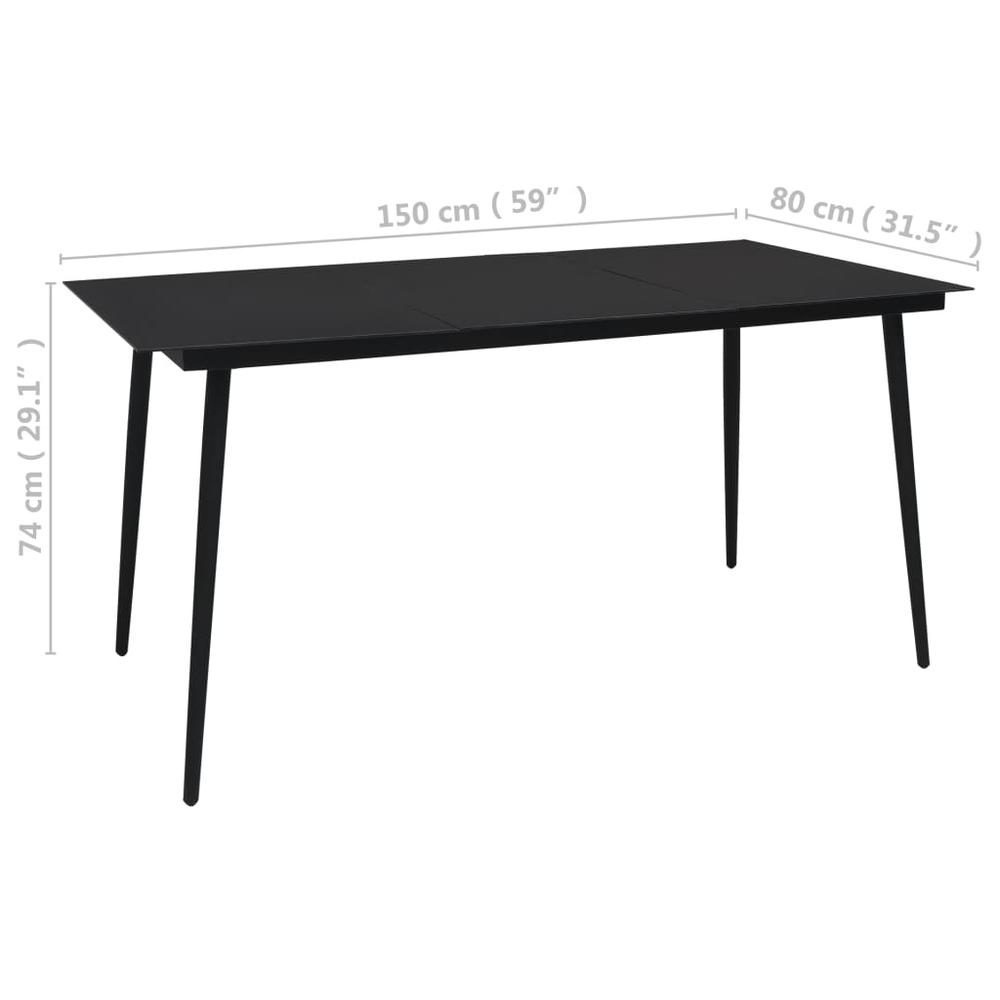 vidaXL Garden Dining Table Black 59.1"x31.5"x29.1" Steel and Glass, 312158. Picture 4