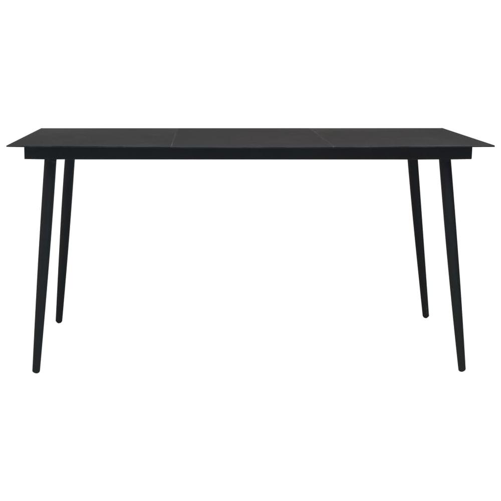 vidaXL Garden Dining Table Black 74.8"x35.4"x29.1" Steel and Glass, 312159. Picture 2
