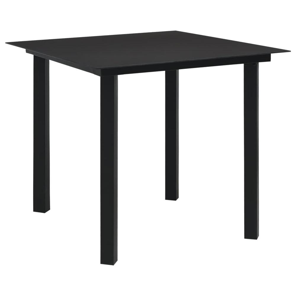 vidaXL Garden Dining Table Black 31.5"x31.5"x29.1" Steel and Glass, 312161. Picture 1