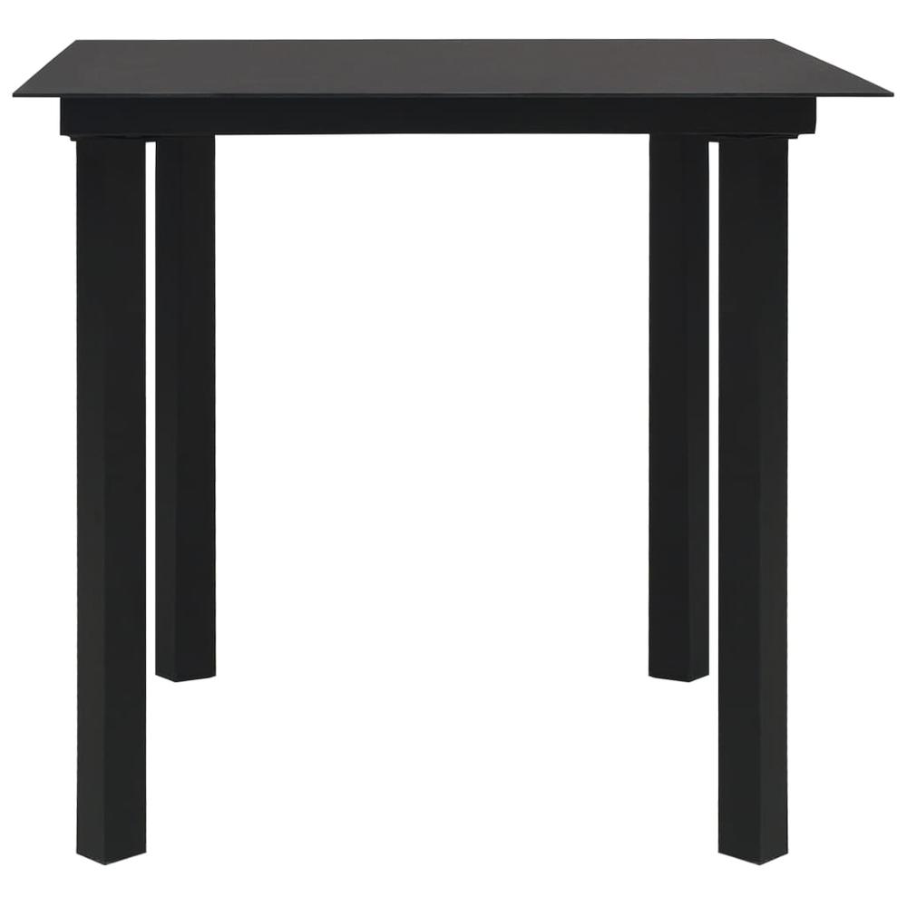 vidaXL Garden Dining Table Black 31.5"x31.5"x29.1" Steel and Glass, 312161. Picture 2