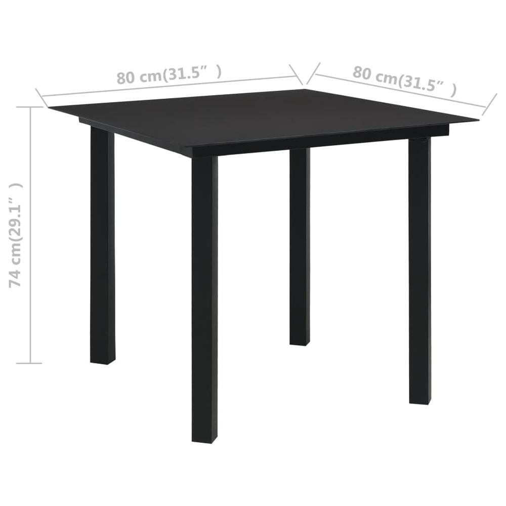 vidaXL Garden Dining Table Black 31.5"x31.5"x29.1" Steel and Glass, 312161. Picture 4