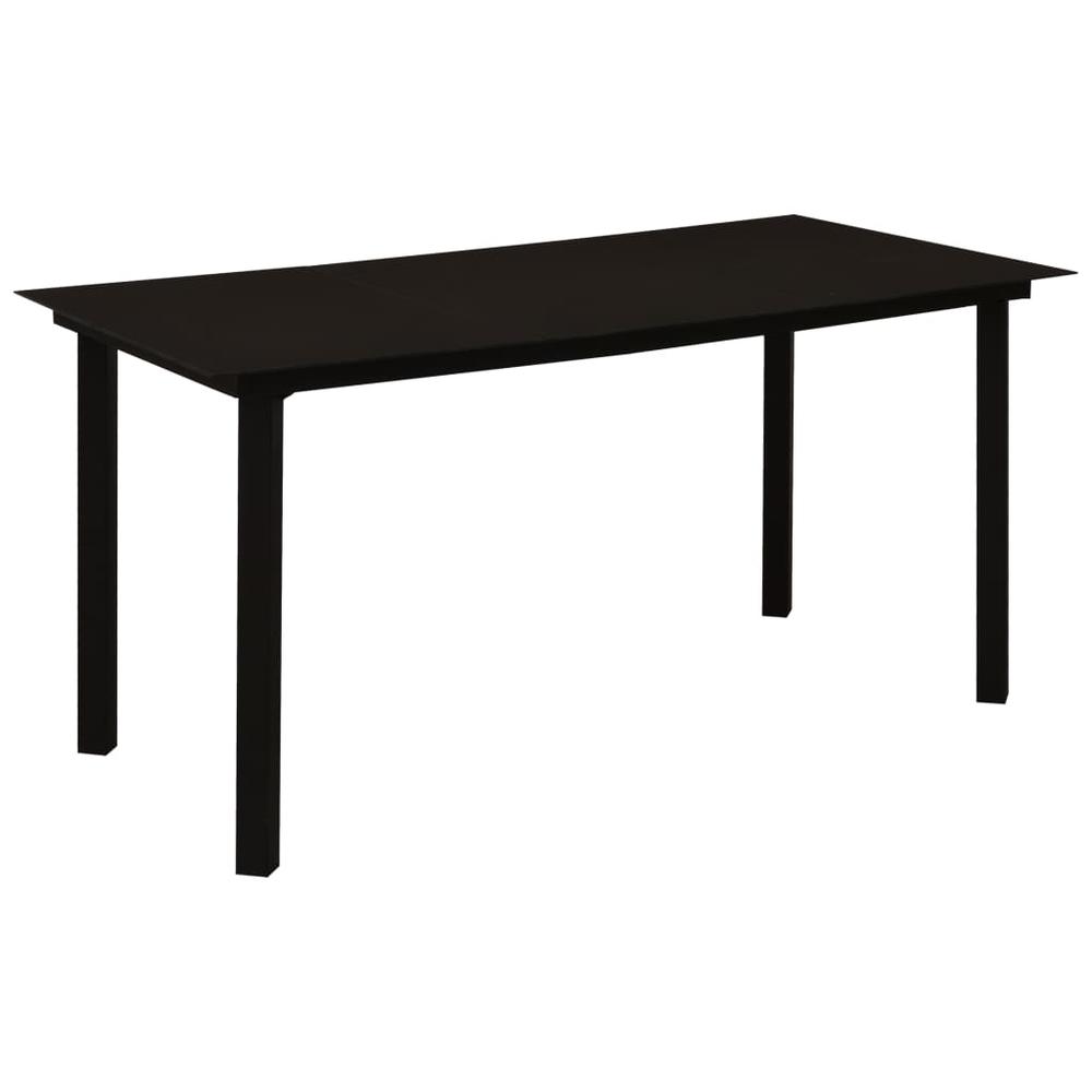 vidaXL Garden Dining Table Black 59.1"x31.5"x29.1" Steel and Glass, 312162. Picture 1