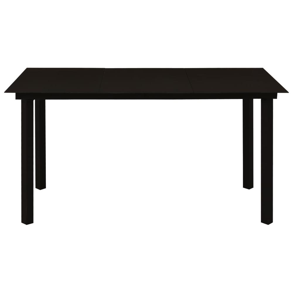 vidaXL Garden Dining Table Black 59.1"x31.5"x29.1" Steel and Glass, 312162. Picture 2