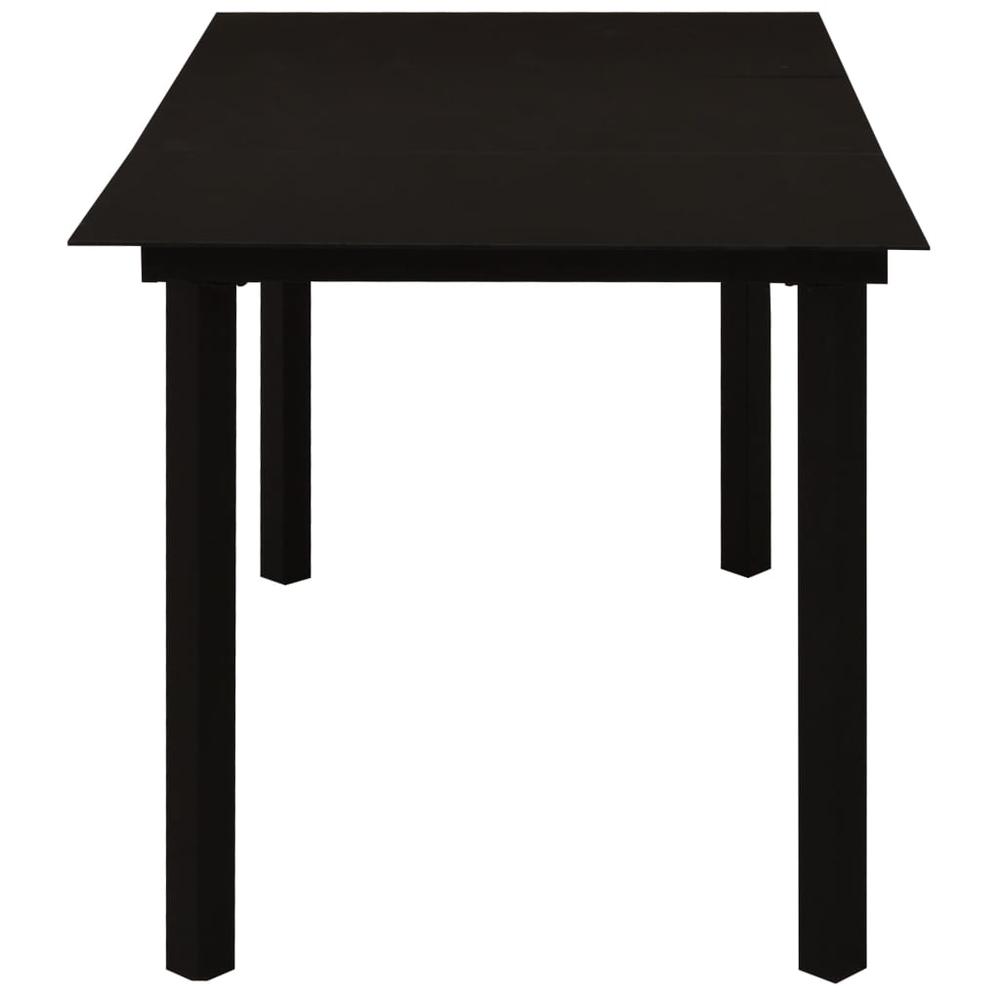 vidaXL Garden Dining Table Black 59.1"x31.5"x29.1" Steel and Glass, 312162. Picture 3