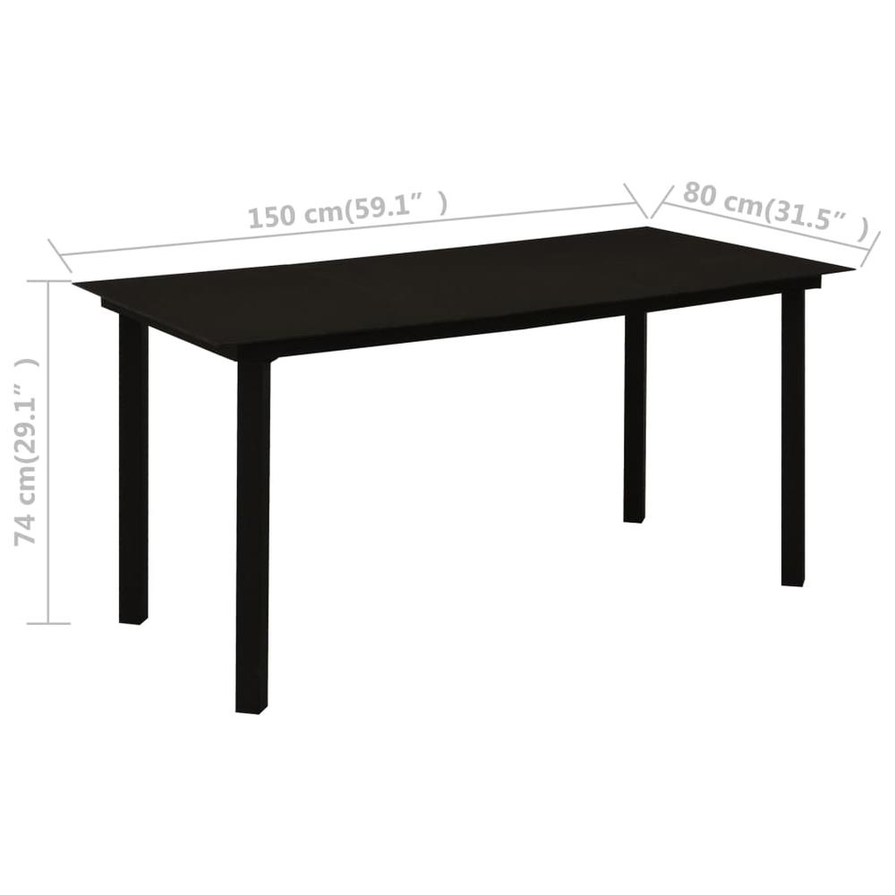 vidaXL Garden Dining Table Black 59.1"x31.5"x29.1" Steel and Glass, 312162. Picture 5