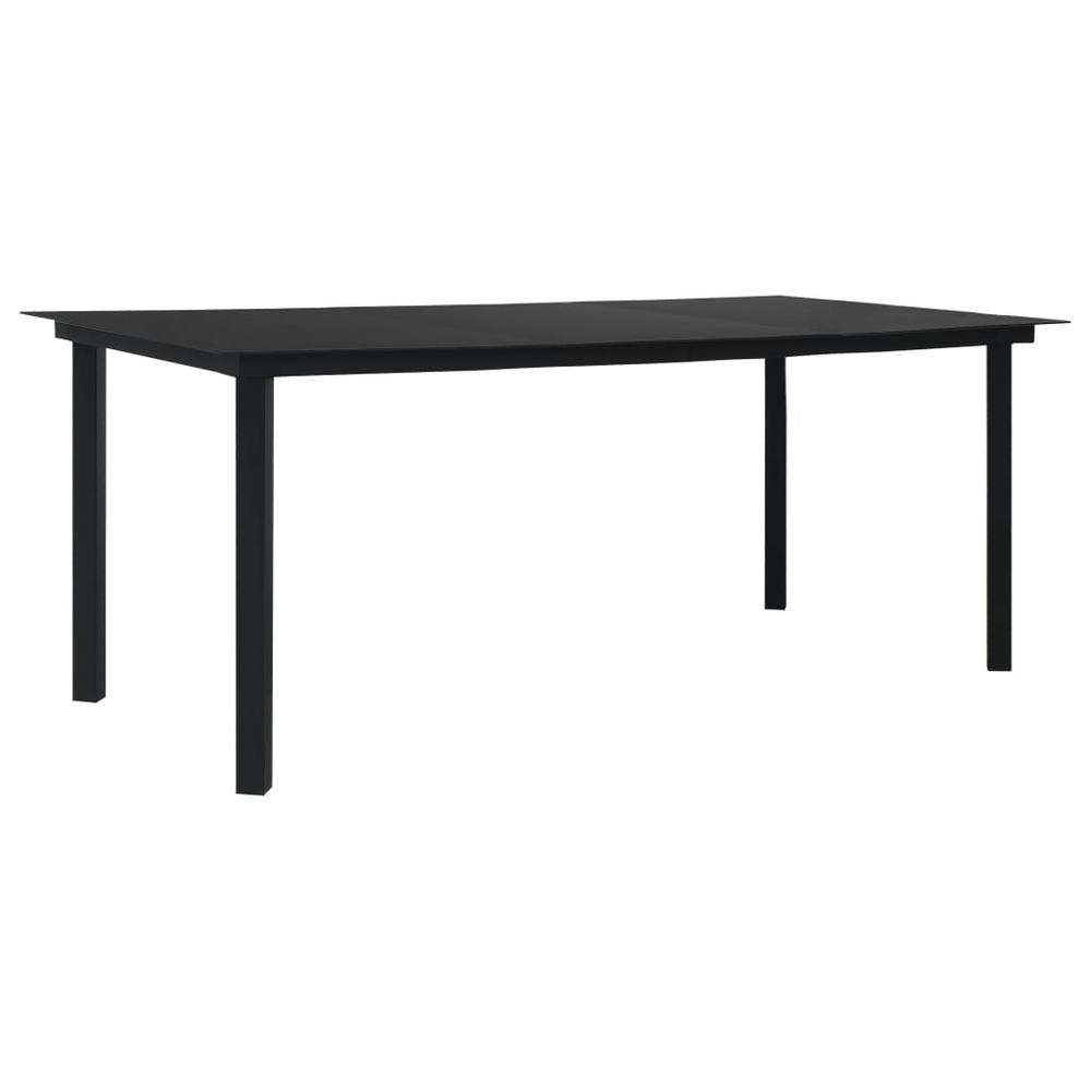 vidaXL Garden Dining Table Black 74.8"x35.4"x29.1" Steel and Glass, 312163. Picture 1