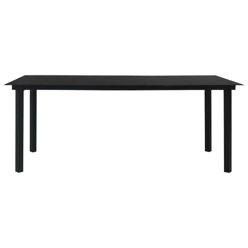 vidaXL Garden Dining Table Black 74.8"x35.4"x29.1" Steel and Glass, 312163. Picture 2