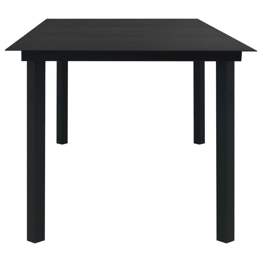 vidaXL Garden Dining Table Black 74.8"x35.4"x29.1" Steel and Glass, 312163. Picture 3