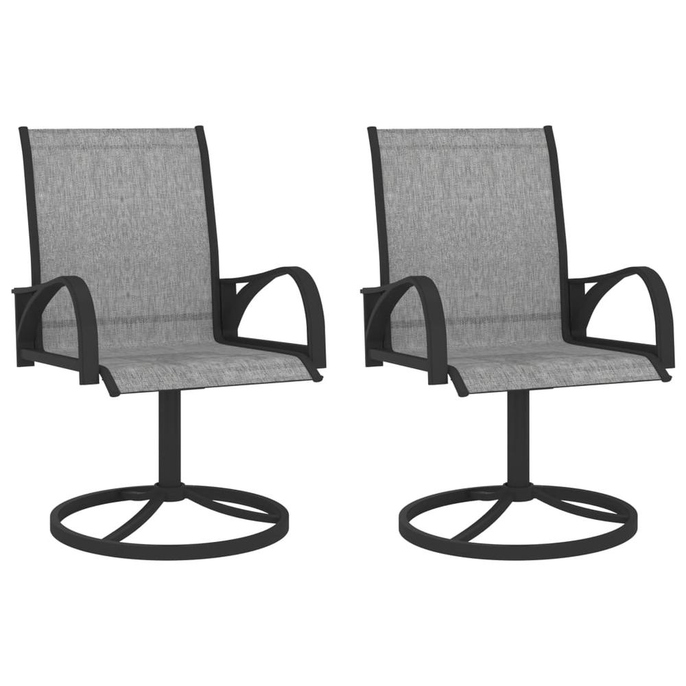 vidaXL Garden Swivel Chairs 2 pcs Textilene and Steel Gray, 312167. Picture 1