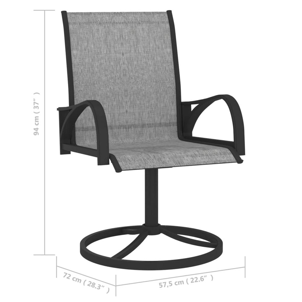 vidaXL Garden Swivel Chairs 2 pcs Textilene and Steel Gray, 312167. Picture 7