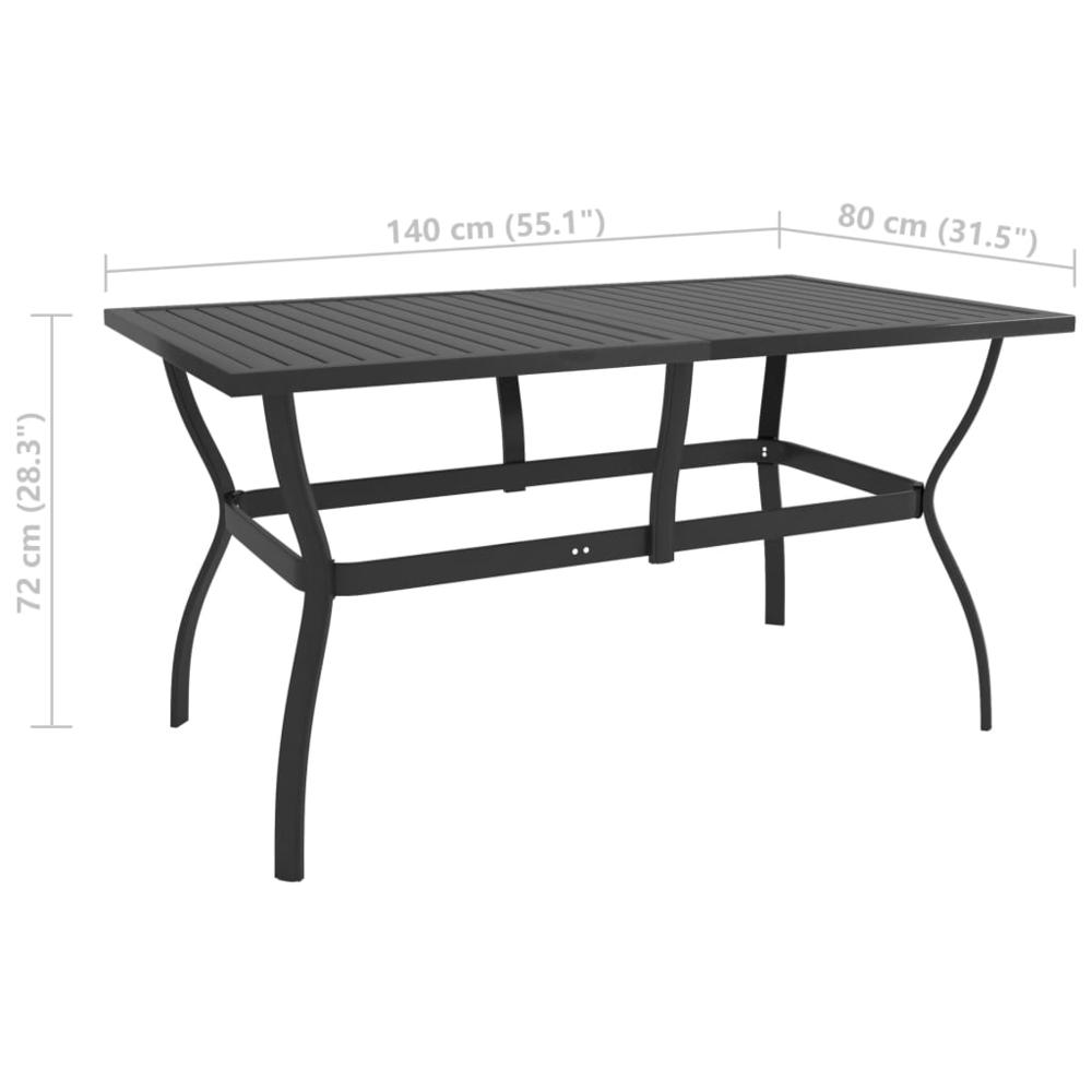 vidaXL Garden Table Anthracite 55.1"x31.5"x28.3" Steel, 312169. Picture 6