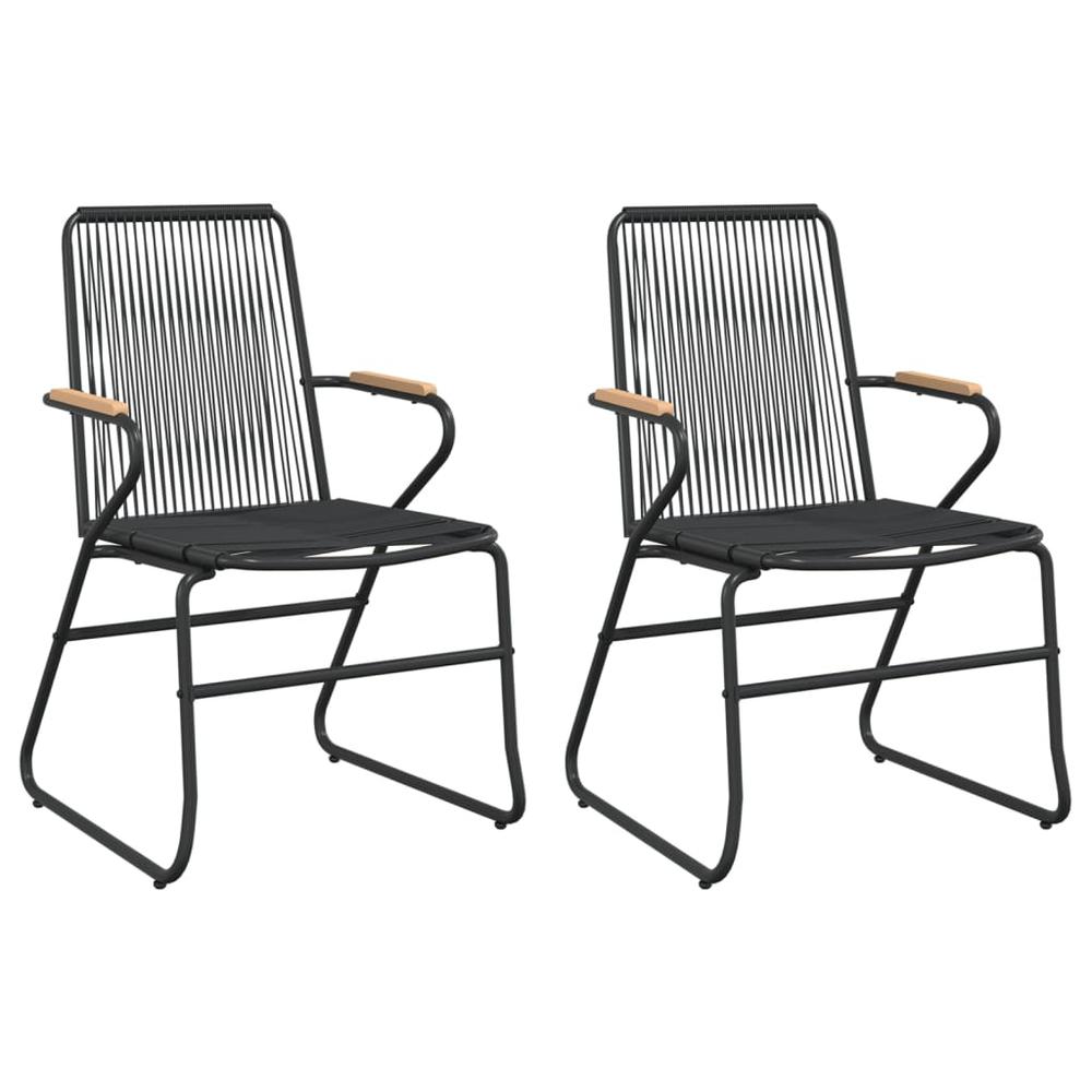 Patio Chairs 2 pcs Black 22.8"x23.2"x33.7" PVC Rattan. Picture 1