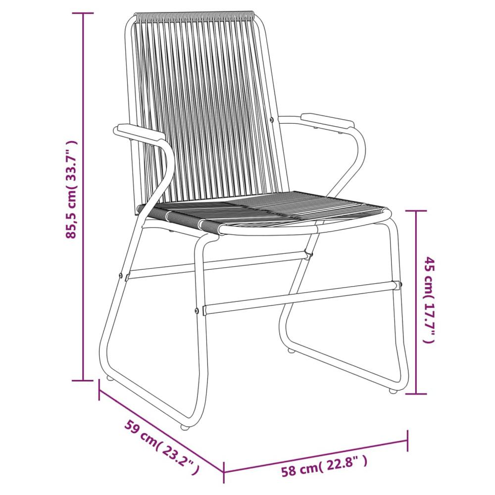 Patio Chairs 2 pcs Black 22.8"x23.2"x33.7" PVC Rattan. Picture 7
