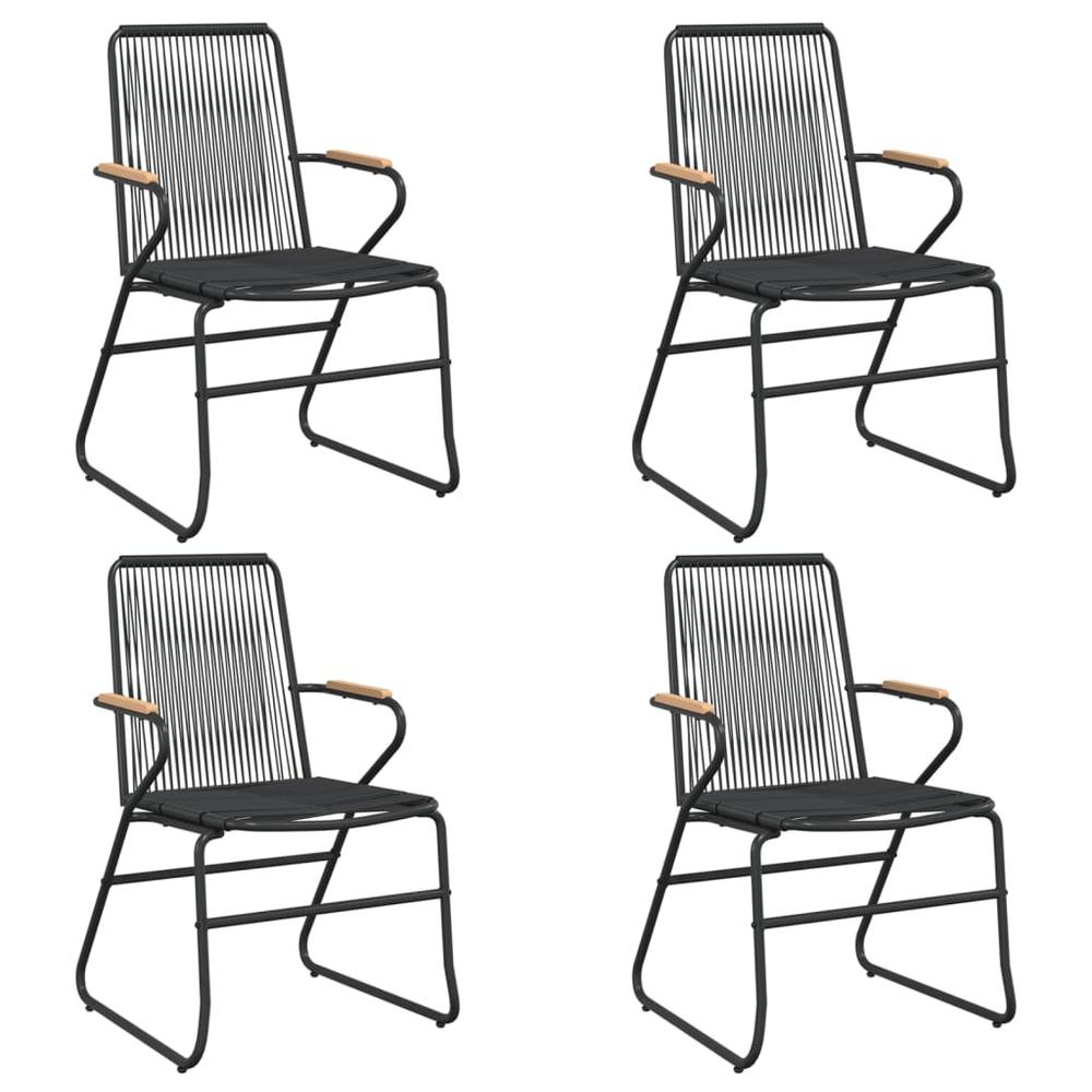 Patio Chairs 4 pcs Black 22.8"x23.2"x33.7" PVC Rattan. Picture 1