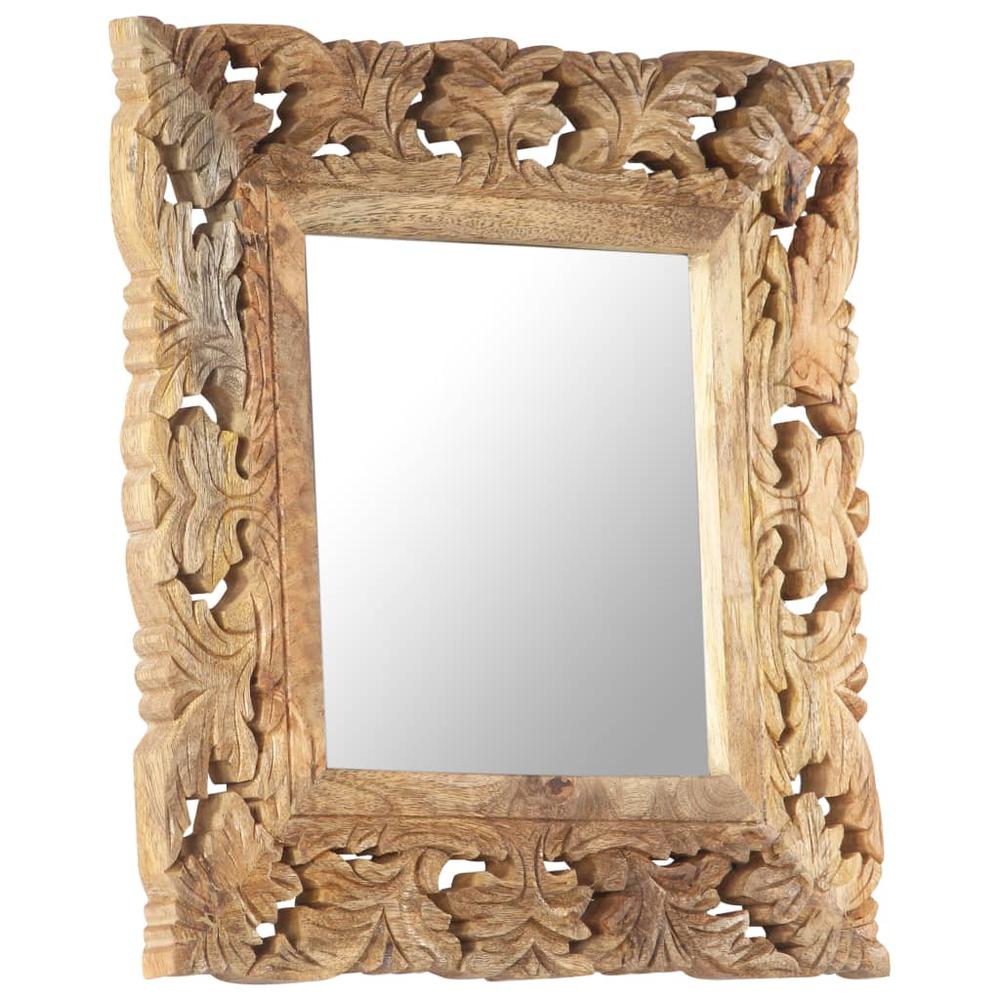 vidaXL Hand Carved Mirror Brown 19.7"x19.7" Solid Mango Wood. Picture 10