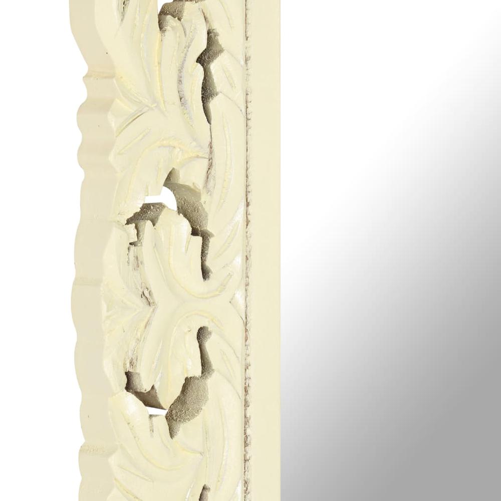 vidaXL Hand Carved Mirror White 31.5"x19.7" Solid Mango Wood. Picture 5