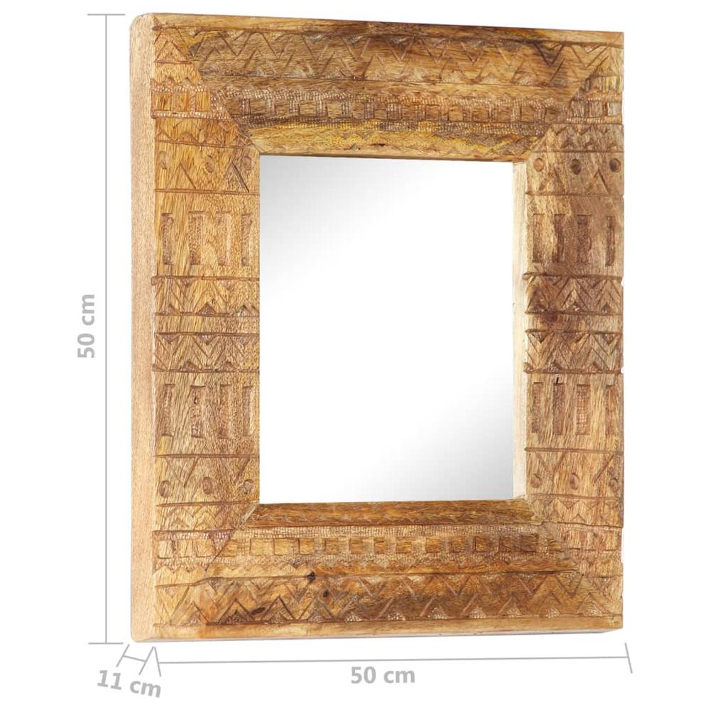 vidaXL Hand-Carved Mirror 19.7"x19.7"x4.3" Solid Mango Wood. Picture 5