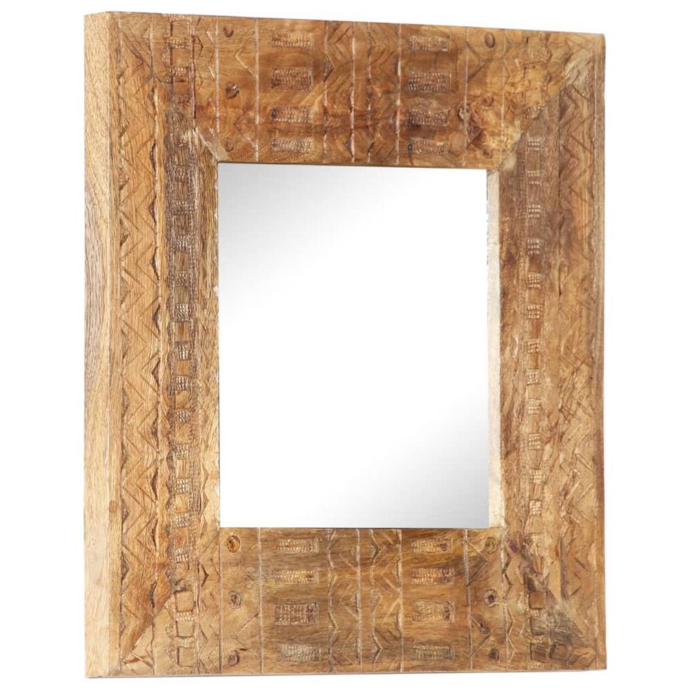 vidaXL Hand-Carved Mirror 19.7"x19.7"x4.3" Solid Mango Wood. Picture 6