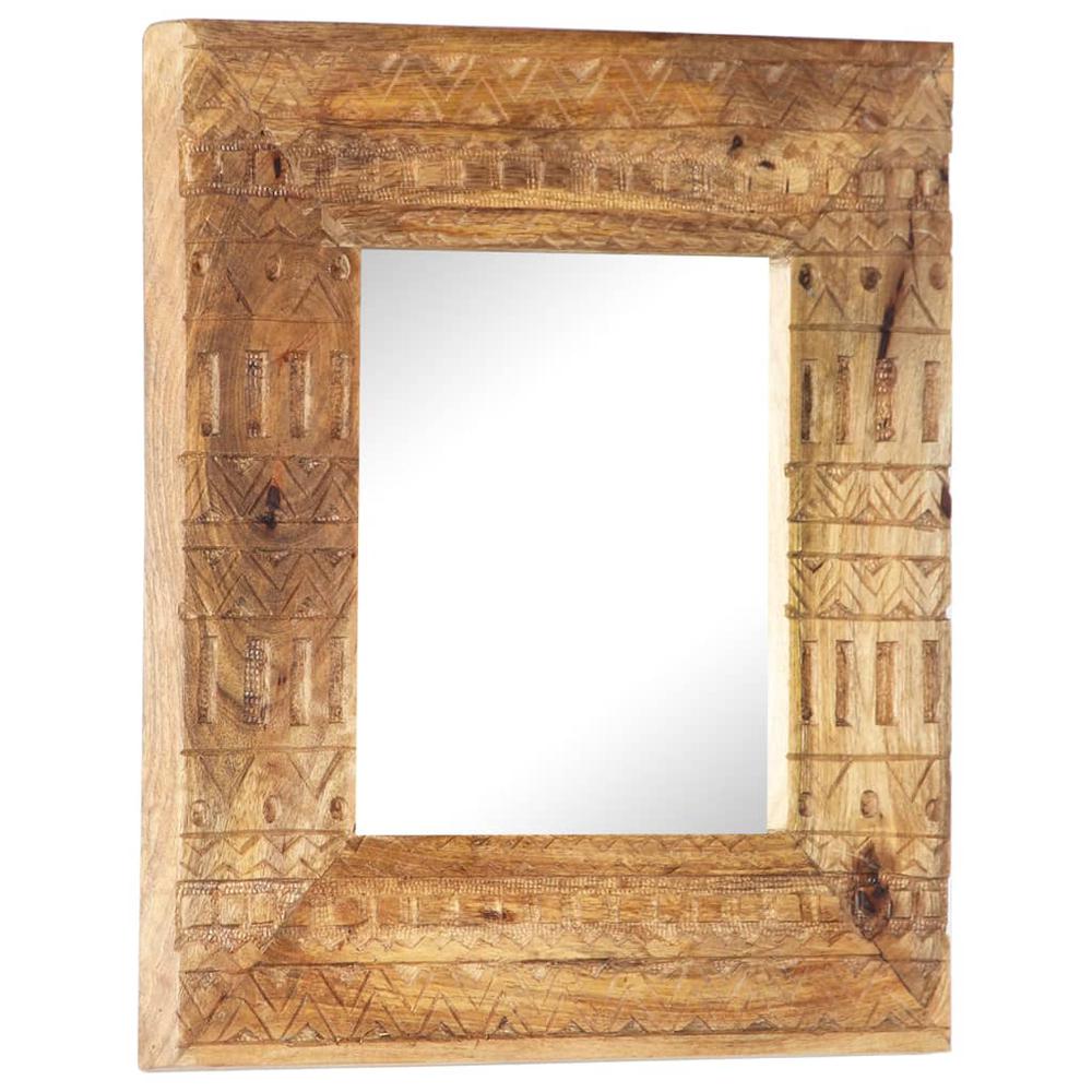 vidaXL Hand-Carved Mirror 19.7"x19.7"x4.3" Solid Mango Wood. Picture 8