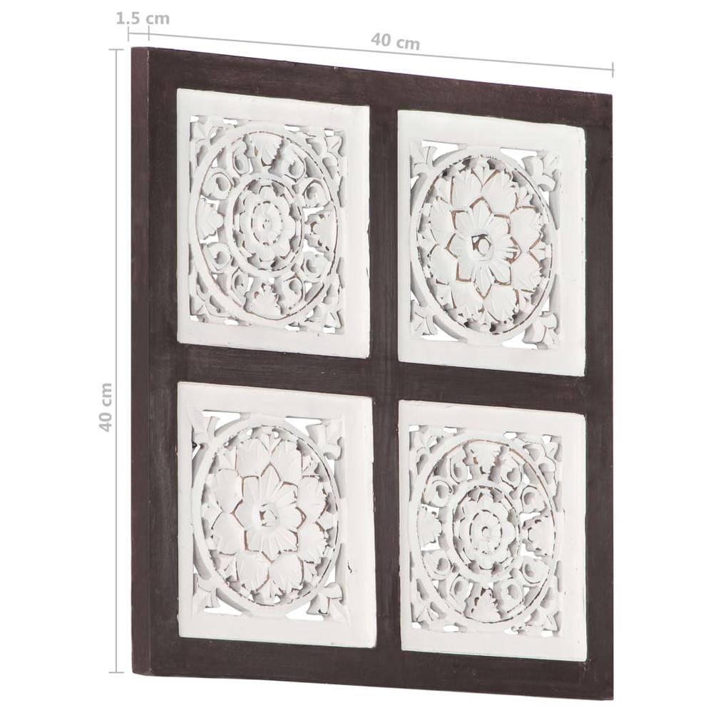 vidaXL Hand-Carved Wall Panel MDF 15.7"x15.7"x0.6" Brown and White. Picture 7