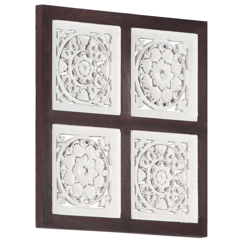 vidaXL Hand-Carved Wall Panel MDF 15.7"x15.7"x0.6" Brown and White. Picture 9
