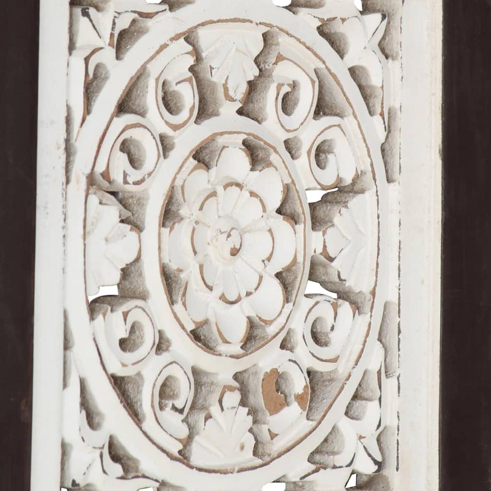 vidaXL Hand-Carved Wall Panel MDF 23.6"x23.6"x0.6" Brown and White. Picture 5
