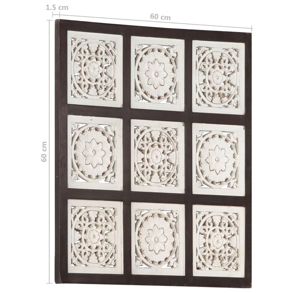 vidaXL Hand-Carved Wall Panel MDF 23.6"x23.6"x0.6" Brown and White. Picture 7