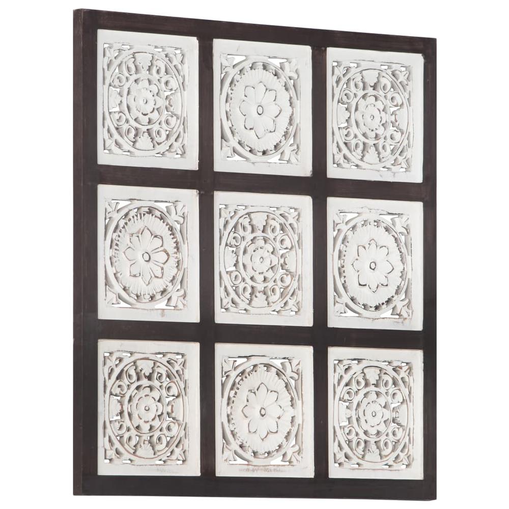 vidaXL Hand-Carved Wall Panel MDF 23.6"x23.6"x0.6" Brown and White. Picture 8