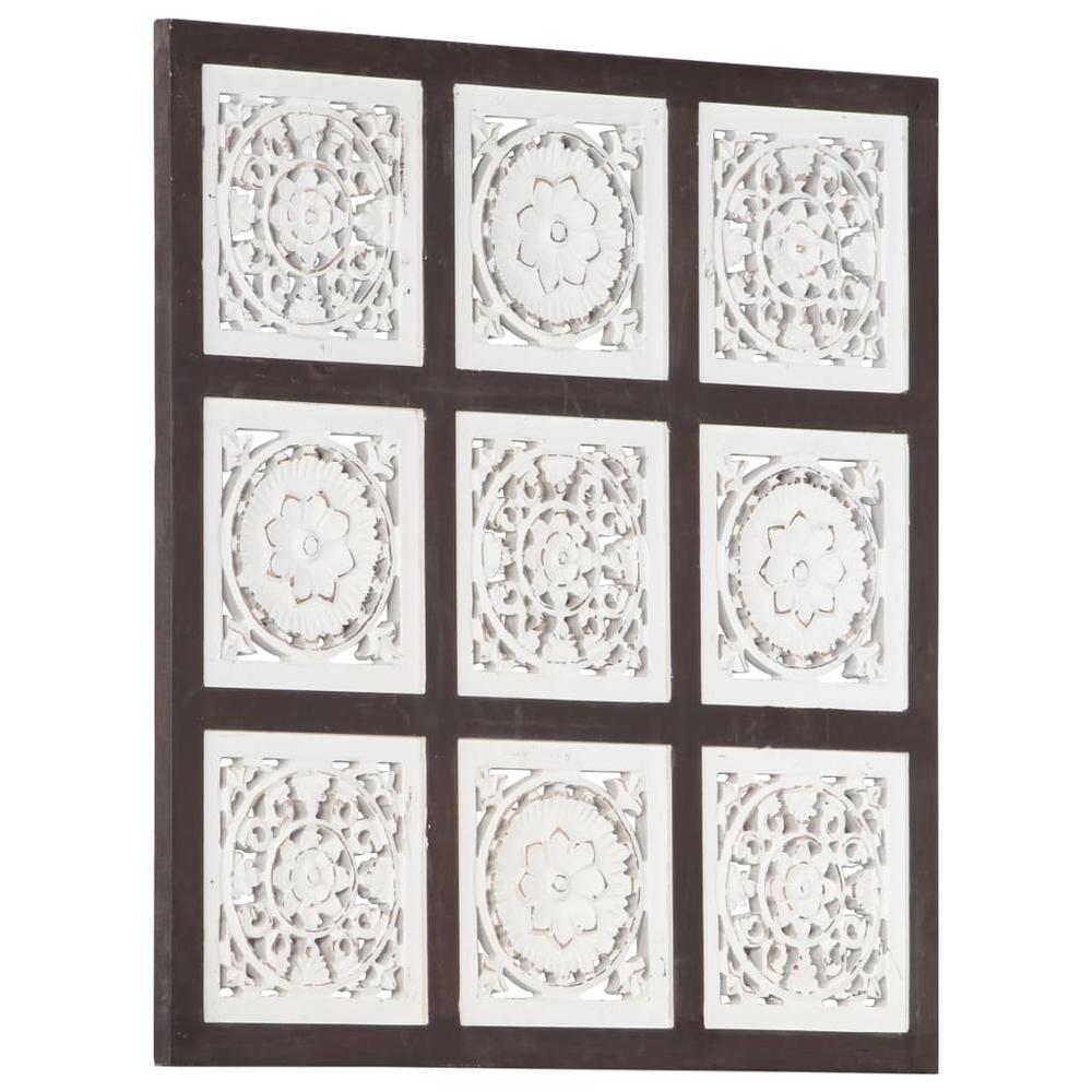 vidaXL Hand-Carved Wall Panel MDF 23.6"x23.6"x0.6" Brown and White. Picture 9