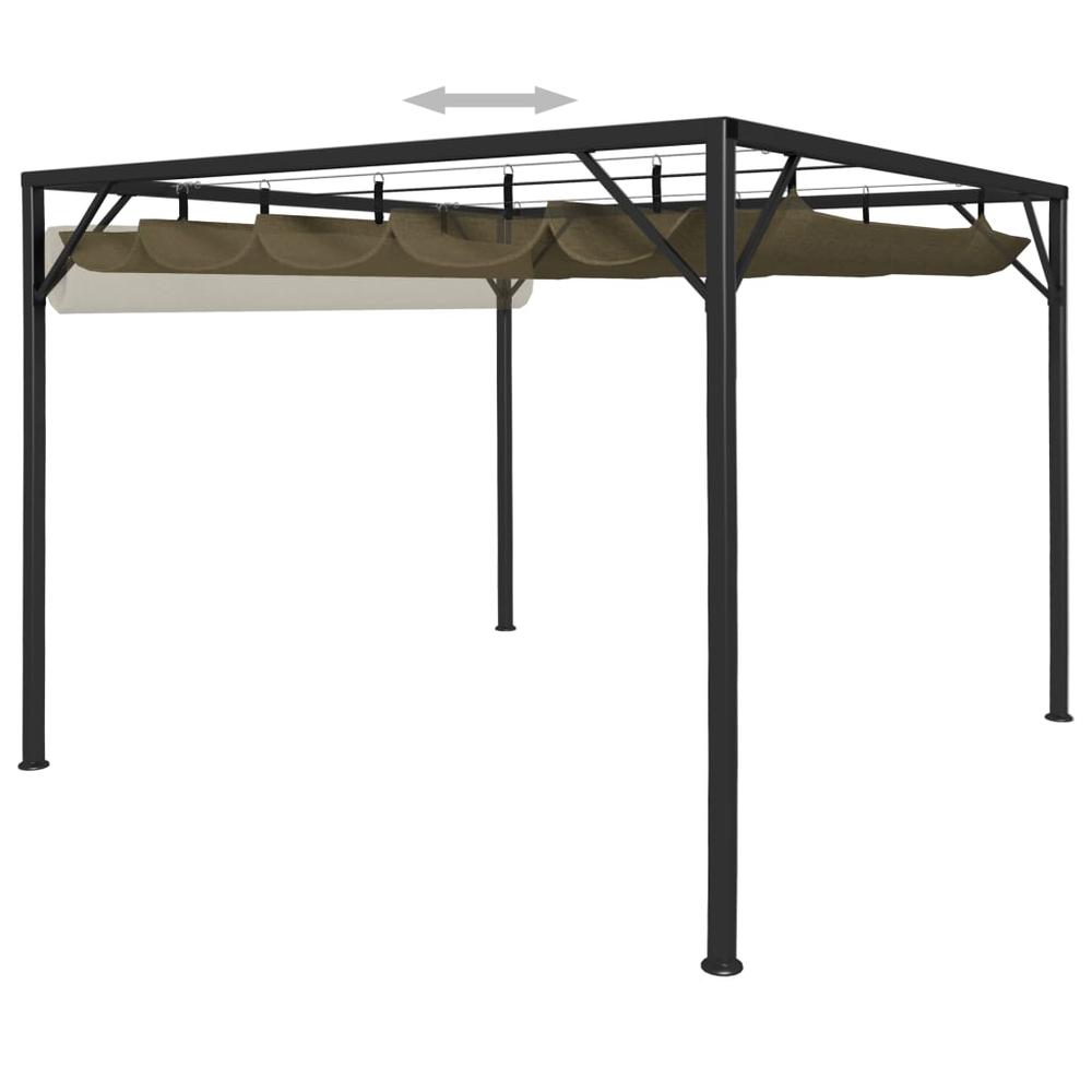 vidaXL Garden Gazebo with Retractable Roof 118.1"x118.1" Taupe 180 g/m? 2220. Picture 6