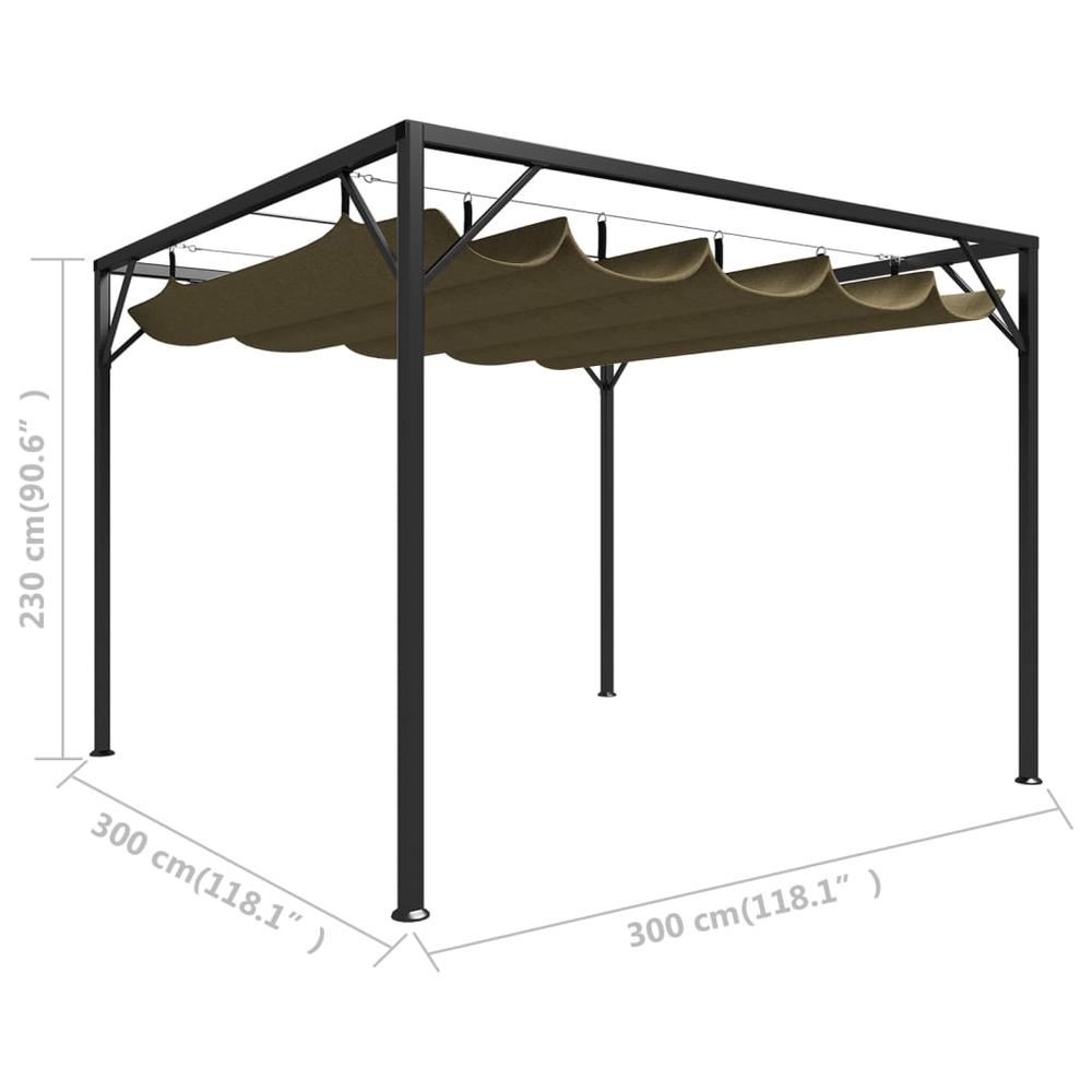 vidaXL Garden Gazebo with Retractable Roof 118.1"x118.1" Taupe 180 g/m? 2220. Picture 8
