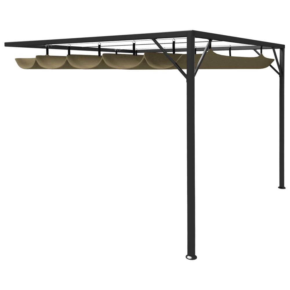 vidaXL Garden Wall Gazebo with Retractable Roof 118.1"x118.1" Taupe 180 g/m? 2221. Picture 1