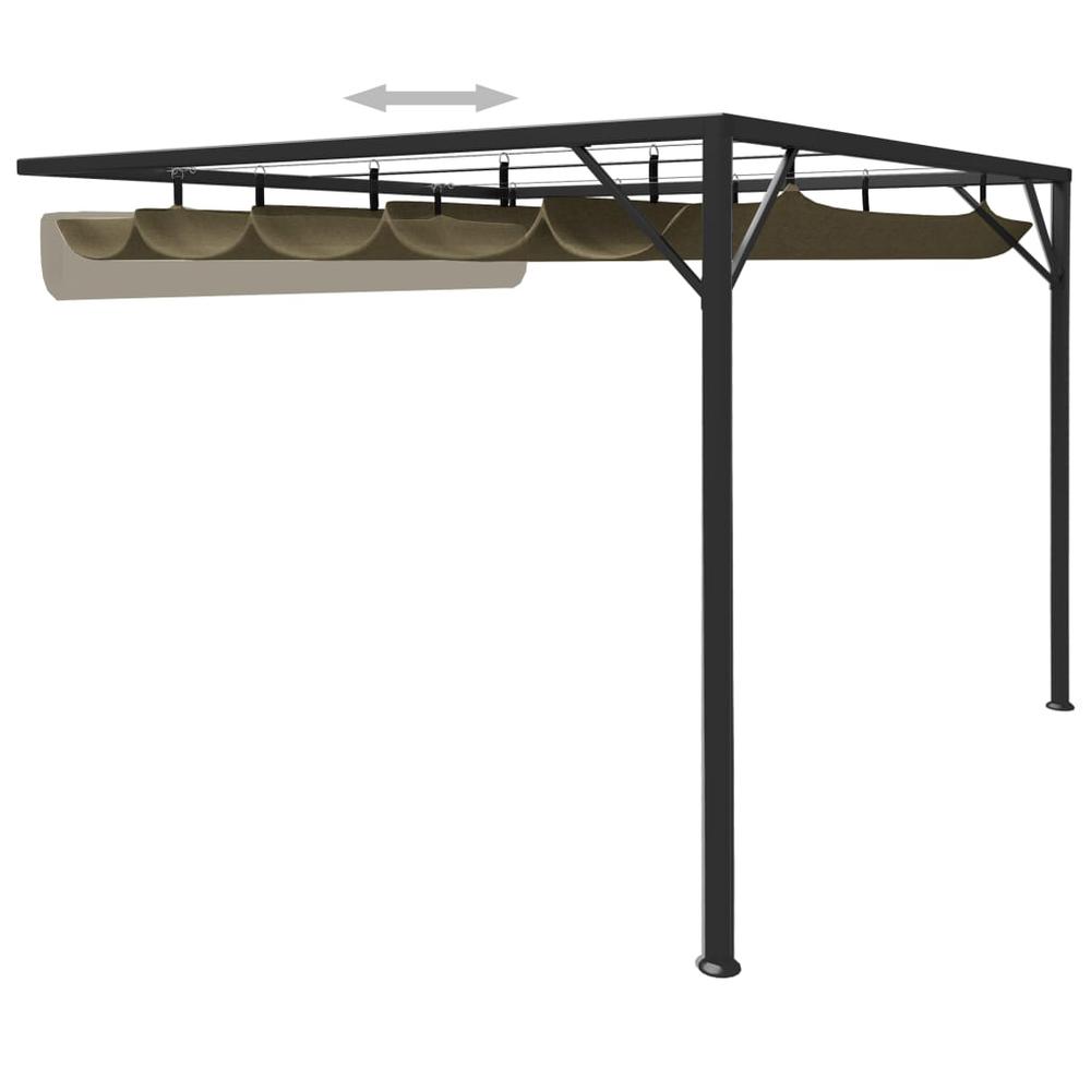 vidaXL Garden Wall Gazebo with Retractable Roof 118.1"x118.1" Taupe 180 g/m? 2221. Picture 2