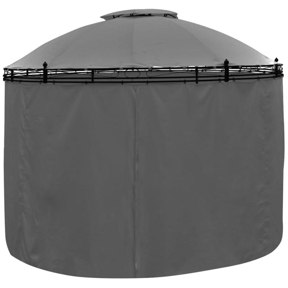 vidaXL Gazebo with Curtains Round 137.8"x106.3" Anthracite (US only) 2224. Picture 3
