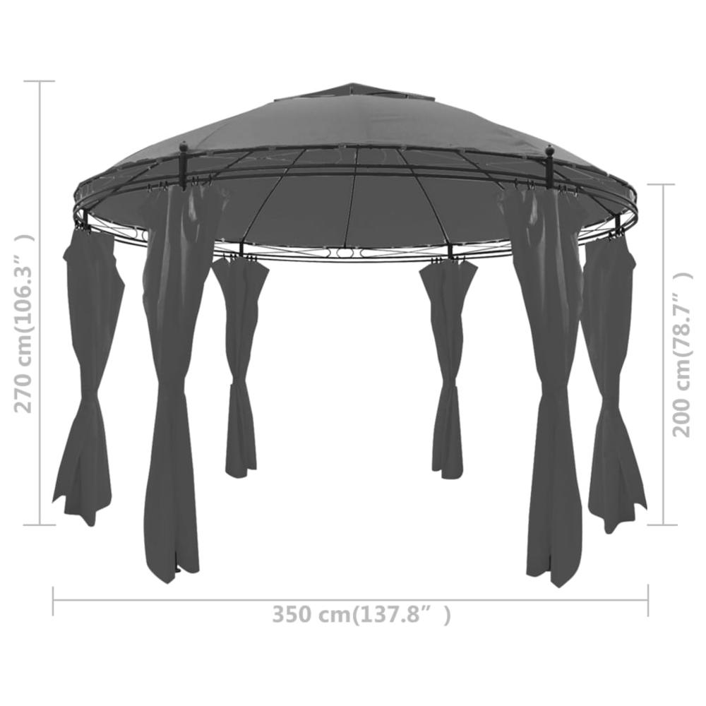 vidaXL Gazebo with Curtains Round 137.8"x106.3" Anthracite (US only) 2224. Picture 7