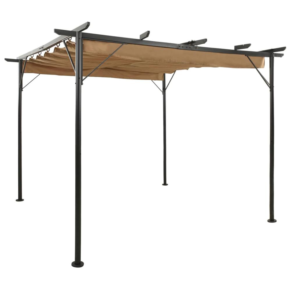 vidaXL Pergola with Retractable Roof Taupe 118.1"x118.1" Steel 180 g/m? 2227. Picture 1