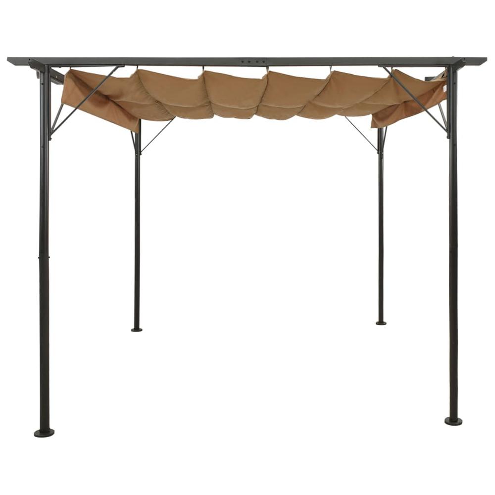 vidaXL Pergola with Retractable Roof Taupe 118.1"x118.1" Steel 180 g/m? 2227. Picture 2