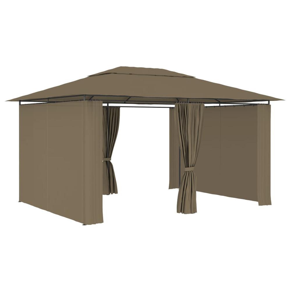 vidaXL Garden Marquee with Curtains 157.5"x118.1" Taupe 180 g/m? 2232. Picture 5