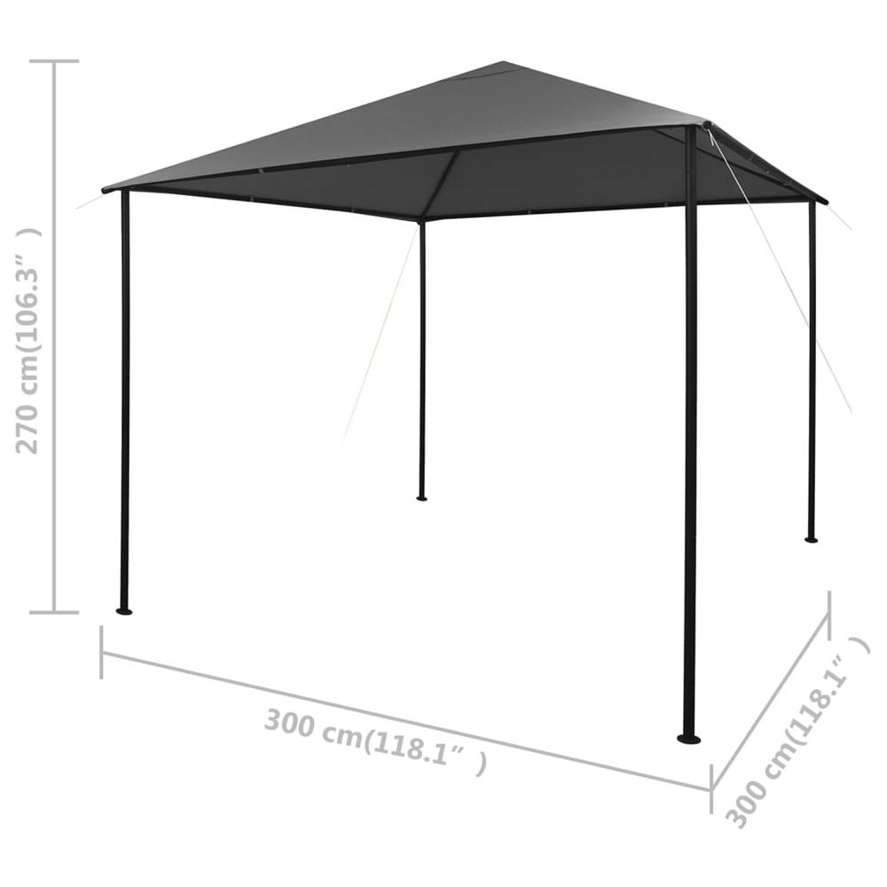 vidaXL Gazebo 118.1"x118.1" Anthracite Fabric and Steel 180 g/m? 2240. Picture 8