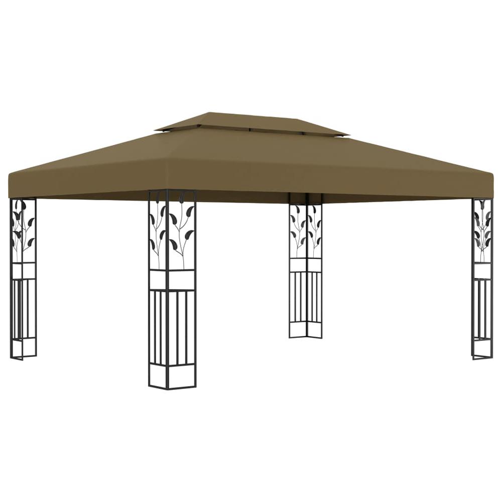 vidaXL Gazebo with Double Roof 118.1"x157.5" Taupe 180 g/m? 2244. Picture 1