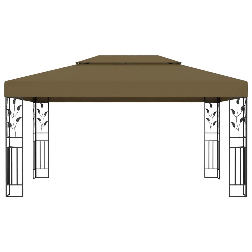 vidaXL Gazebo with Double Roof 118.1"x157.5" Taupe 180 g/m? 2244. Picture 2