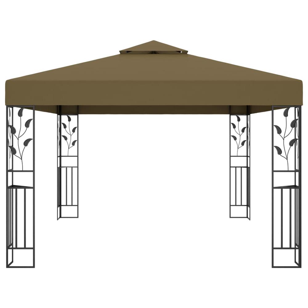 vidaXL Gazebo with Double Roof 118.1"x157.5" Taupe 180 g/m? 2244. Picture 3