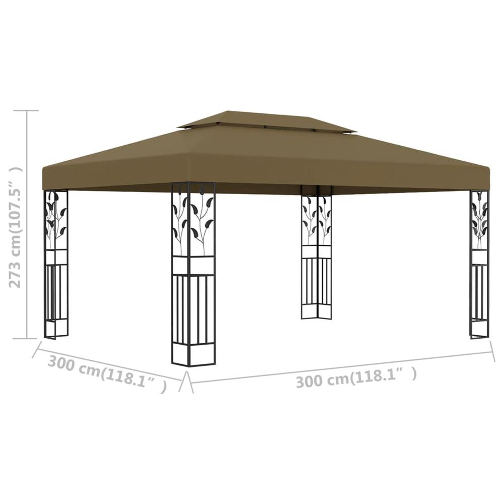 vidaXL Gazebo with Double Roof 118.1"x157.5" Taupe 180 g/m? 2244. Picture 6