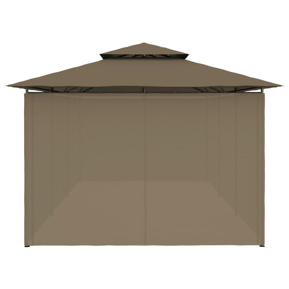 vidaXL Gazebo with Curtains 236.2"x117.3"x106.3" Taupe 180 g/m? 2247. Picture 8