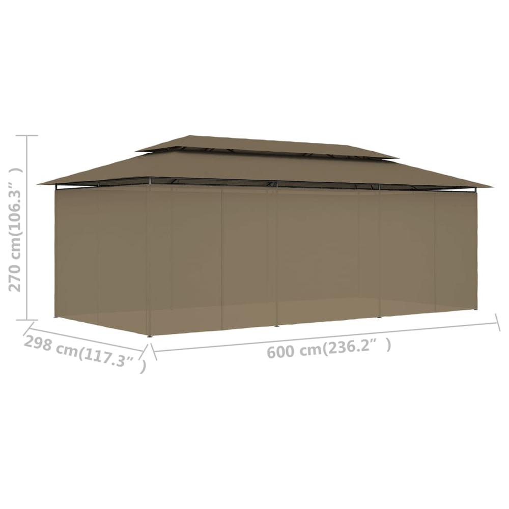 vidaXL Gazebo with Curtains 236.2"x117.3"x106.3" Taupe 180 g/m? 2247. Picture 9