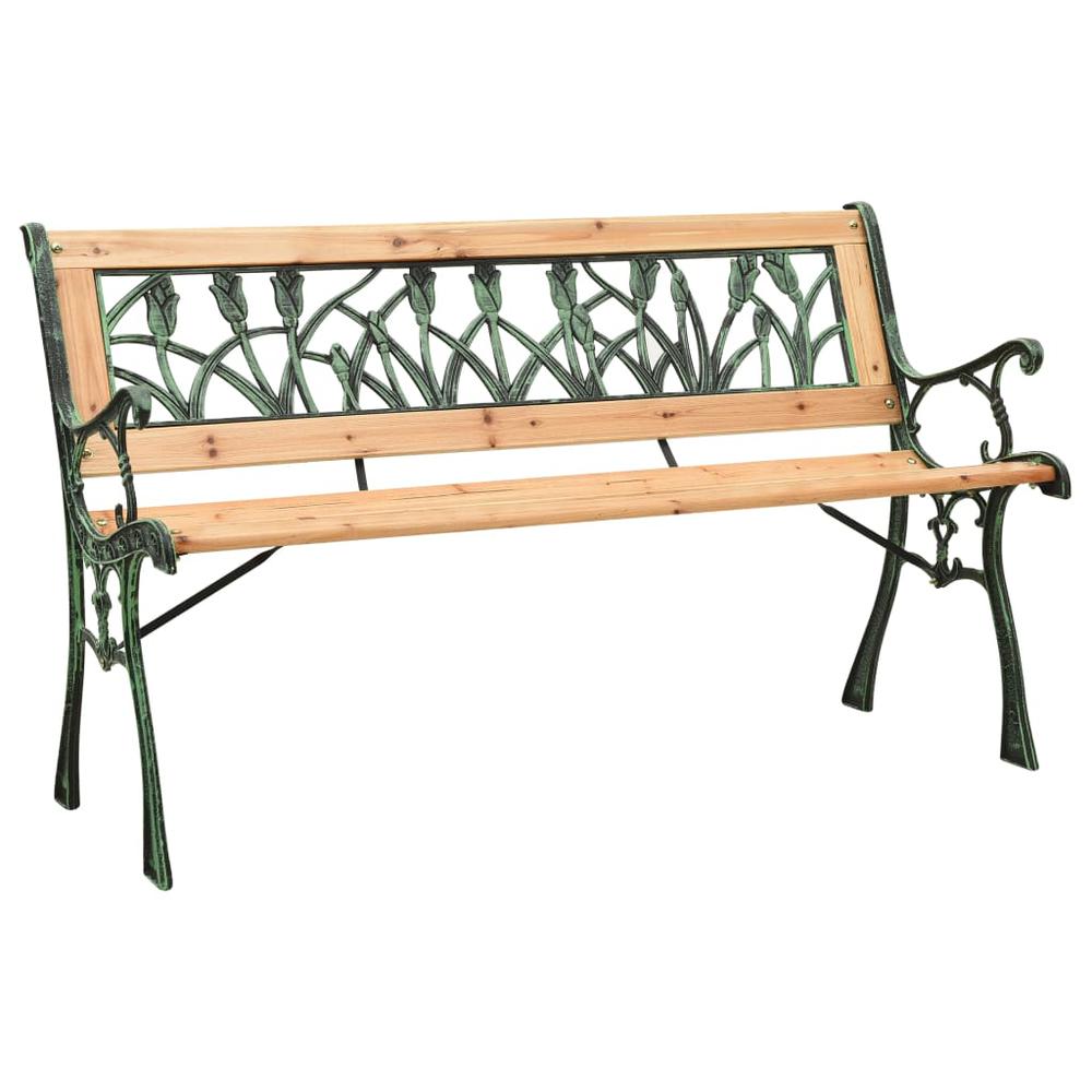 vidaXL Garden Bench 48" Cast Iron and Solid Firwood, 312031. The main picture.