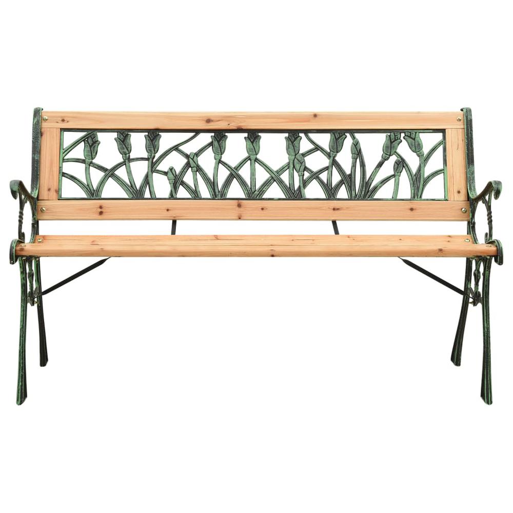 vidaXL Garden Bench 48" Cast Iron and Solid Firwood, 312031. Picture 2