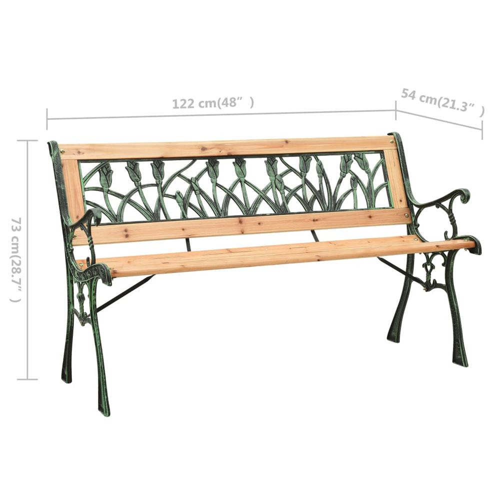 vidaXL Garden Bench 48" Cast Iron and Solid Firwood, 312031. Picture 6